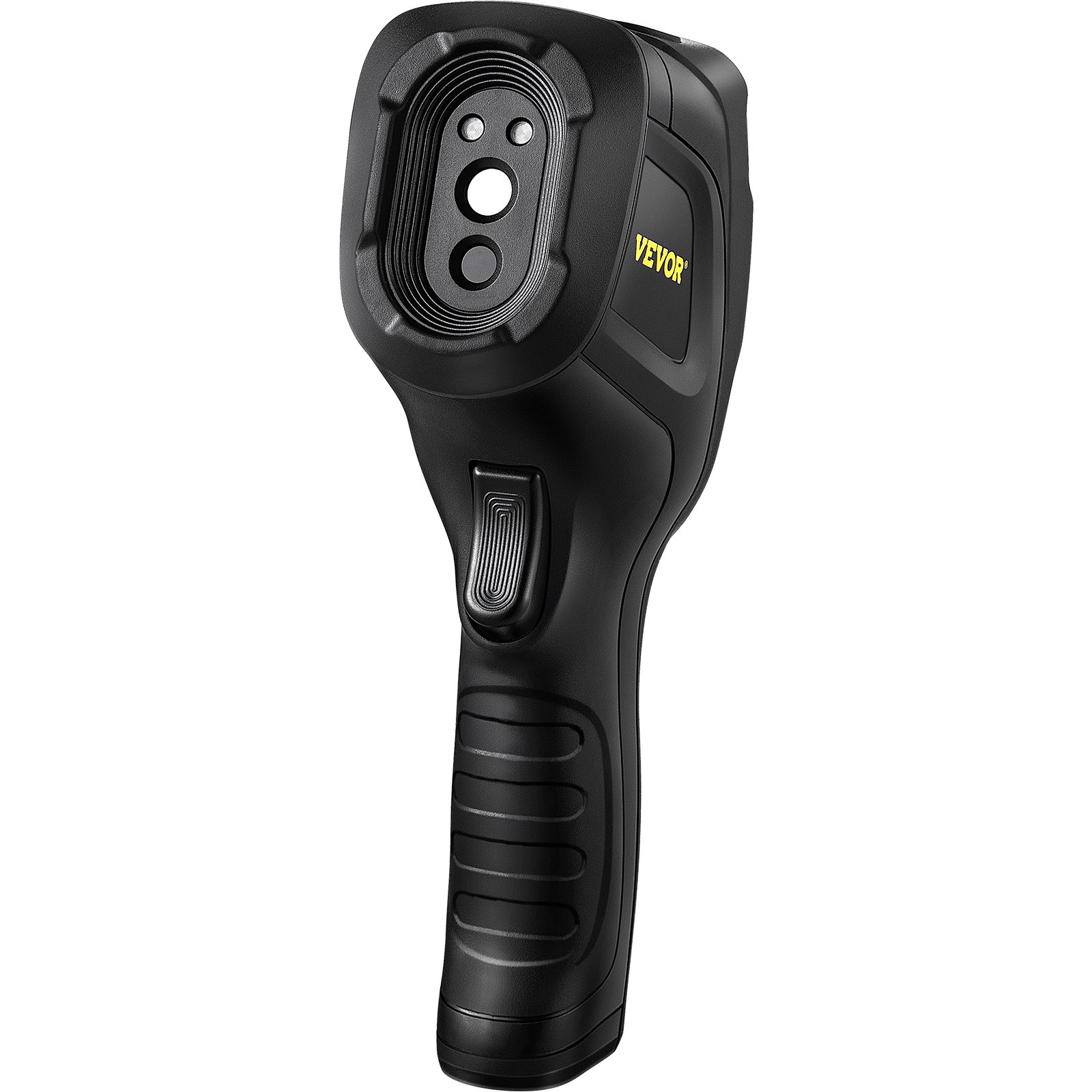Cámara termográfica VEVOR, resolución de 320 x 240 píxeles, frecuencia de actualización de 25 Hz, rango de temperatura de -20 °C a 350 °C, tarjeta SD integrada de 32 GB y batería recargable de iones de litio.