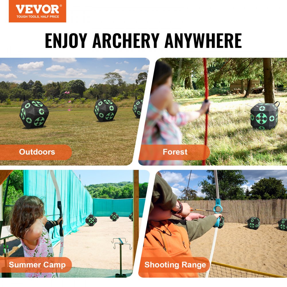 Objetivo de tiro con arco VEVOR utilizado por arqueros al aire libre, en bosques, en campamentos de verano y en campos de tiro.