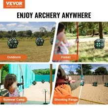 VEVOR Objetivo de tiro con arco, objetivo de flecha de tiro con arco de tiro en todos los lados de 15 "x 15", objetivo de tiro con arco portátil para exteriores con asa de transporte, fácil extracción de flecha, gran visibilidad, ligero, fácil de transportar, negro