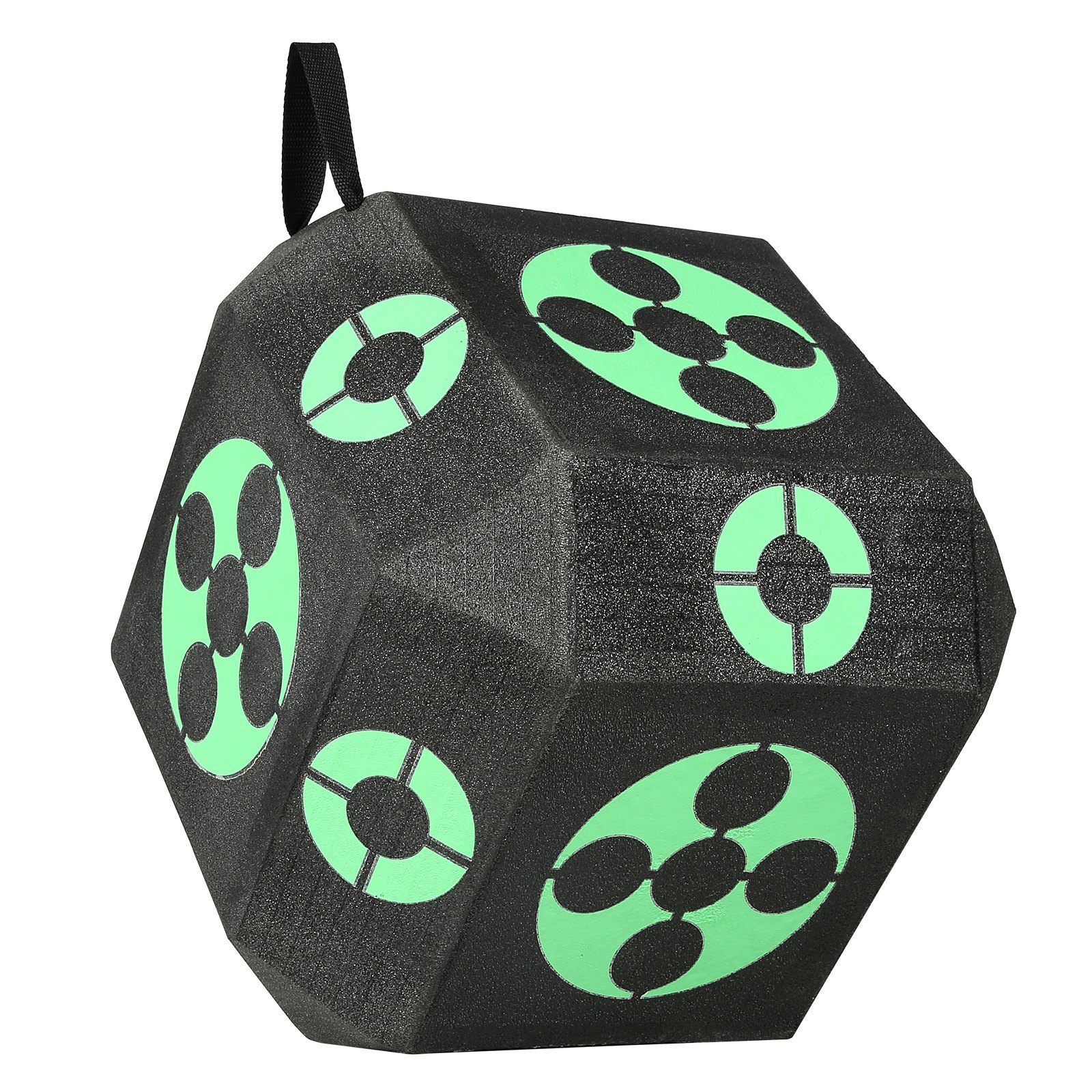 Objetivo de tiro con arco VEVOR negro con marcas de objetivo verdes, diseño hexagonal y asa de transporte.