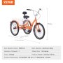 VEVOR Triciclos para adultos, 24 pulgadas, triciclos de 3 ruedas, bicicleta de crucero de aleación de aluminio con canasta y asiento ajustable, ideal para picnics, compras, para personas mayores, mujeres y hombres (naranja)