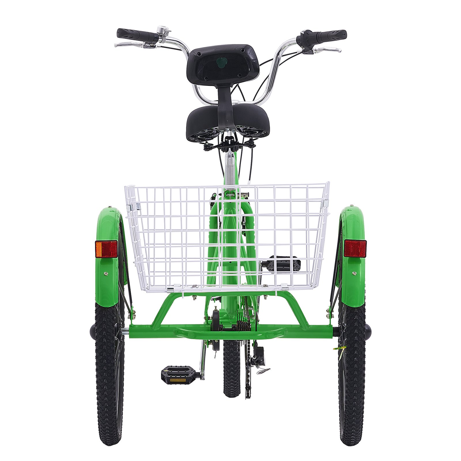 Triciclos para adultos VEVOR de 7 velocidades, 26 pulgadas, de acero al carbono, con cesta y asiento ajustable, ideal para picnics, compras, para personas mayores, mujeres y hombres (verde)