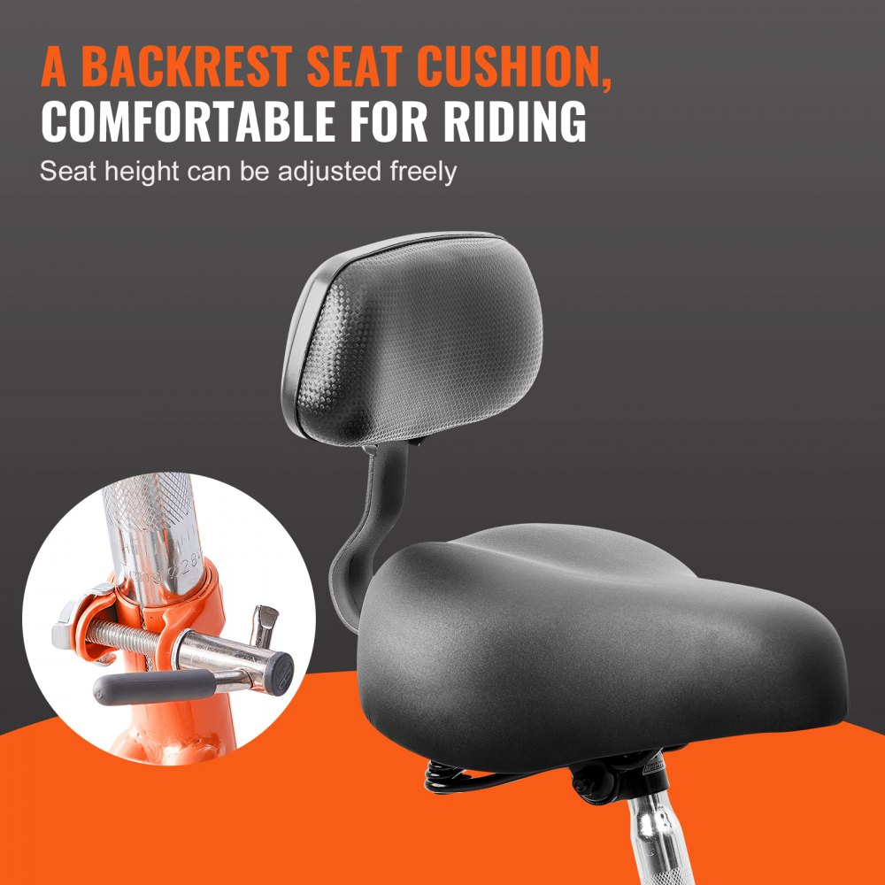 VEVOR Triciclos para adultos de 26 pulgadas, triciclos de 3 ruedas, bicicleta de crucero de acero al carbono con cesta y asiento ajustable, ideal para picnics, compras, para personas mayores, mujeres y hombres (naranja)