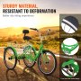 VEVOR Triciclos para adultos, 7 velocidades, 20 pulgadas, de acero al carbono, con cesta y asiento ajustable, ideal para picnics, compras, para personas mayores, mujeres y hombres (verde)