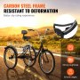 VEVOR Triciclos para adultos de 20 pulgadas, triciclos de 3 ruedas, bicicleta de crucero de acero al carbono con cesta y asiento ajustable, ideal para picnics, compras, para personas mayores, mujeres y hombres (negro)