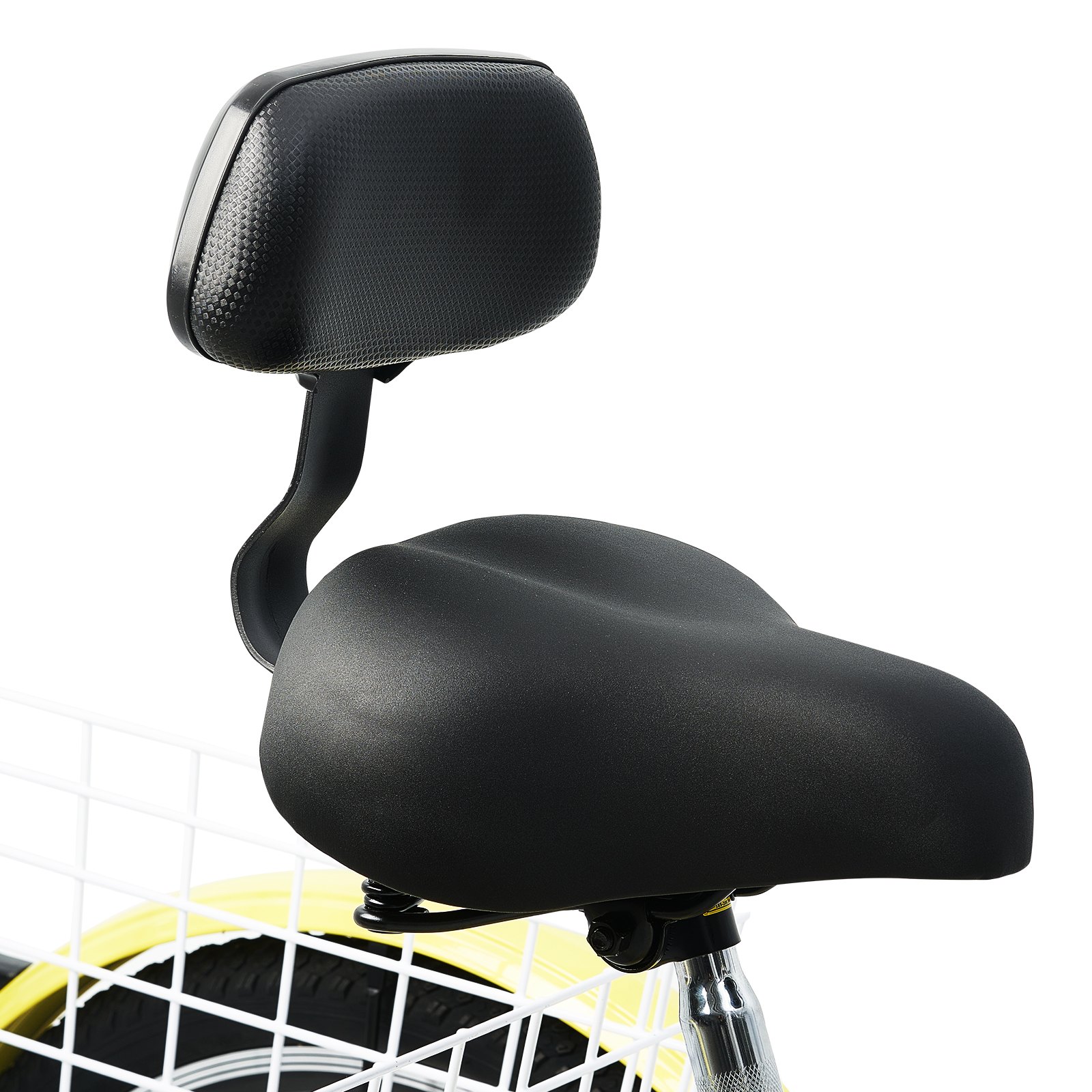 VEVOR Triciclos para adultos, 7 velocidades, 24 pulgadas, de acero al carbono, con cesta y asiento ajustable, ideal para picnics, compras, para personas mayores, mujeres y hombres (amarillo)