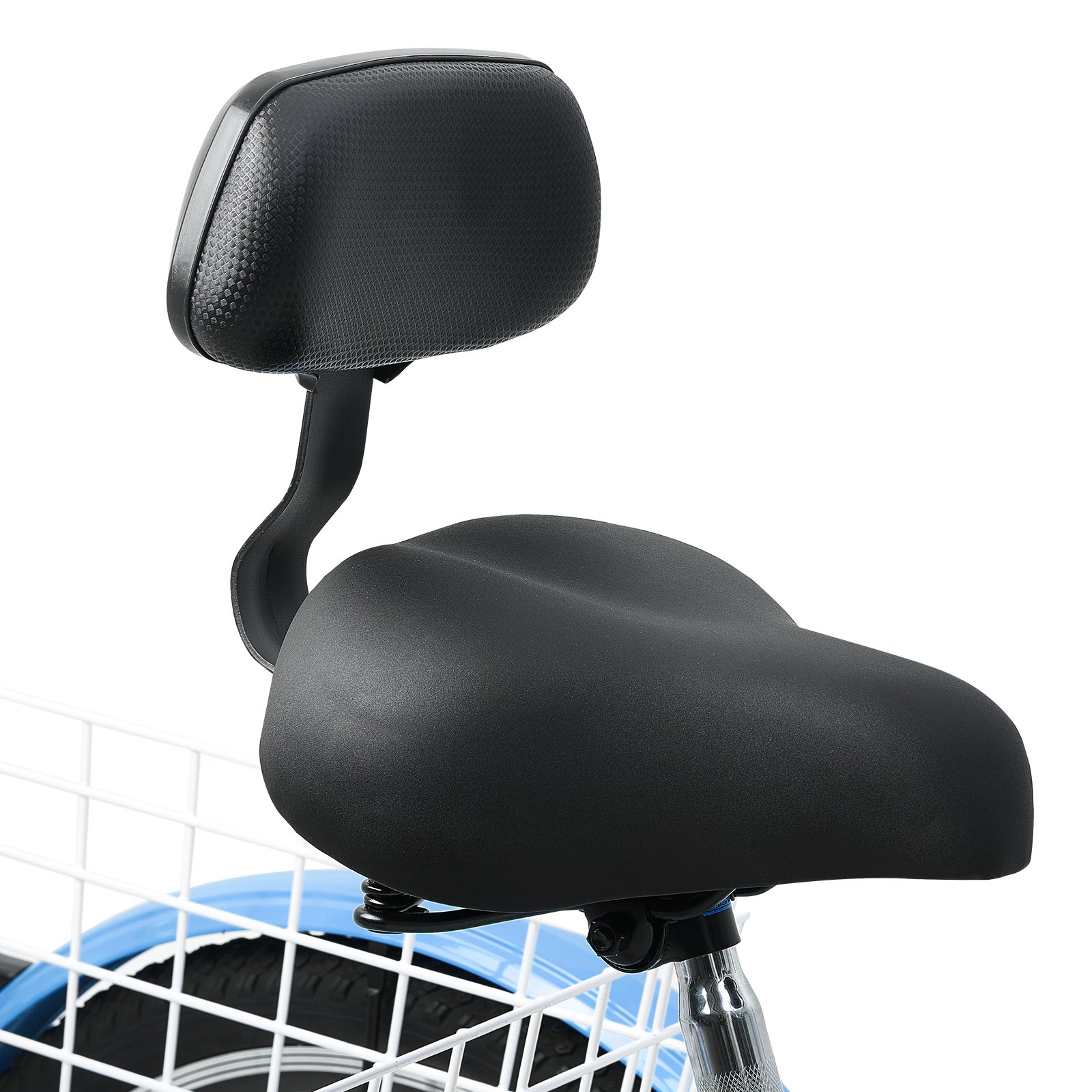 VEVOR Triciclos para adultos, 7 velocidades, 24 pulgadas, de acero al carbono, con cesta y asiento ajustable, ideal para picnics, compras, para personas mayores, mujeres y hombres (azul)