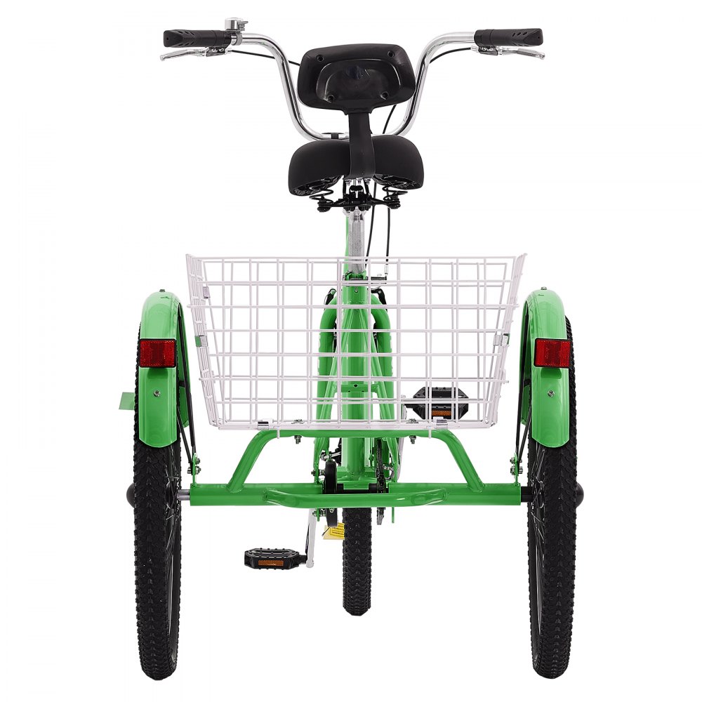 VEVOR Triciclos para adultos, bicicletas de tres ruedas de 24 pulgadas, triciclos de 3 ruedas, bicicleta de crucero de acero al carbono con canasta y asiento ajustable, triciclos de compras para picnic para personas mayores, mujeres, hombres (verde)