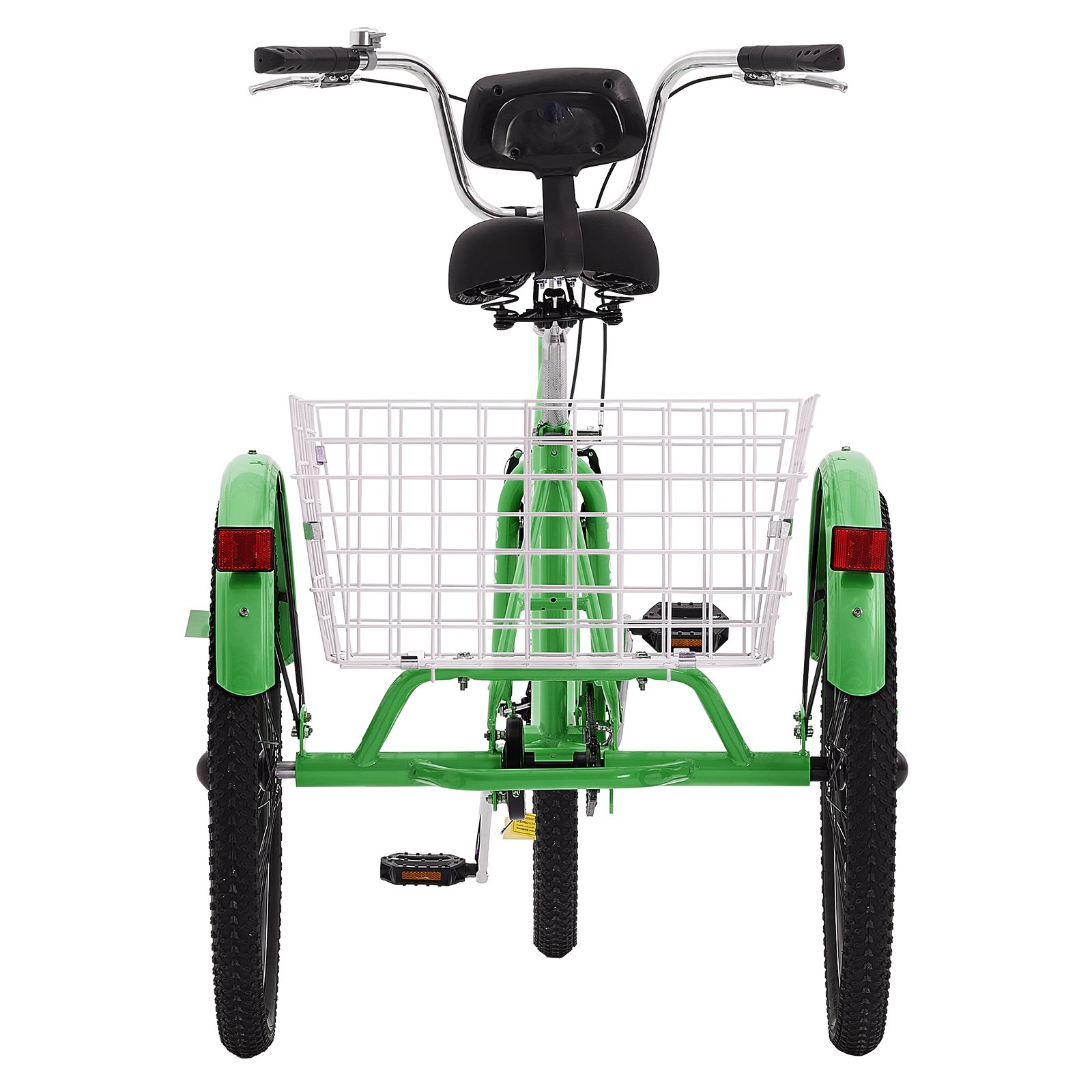 VEVOR Triciclos para adultos, bicicletas de tres ruedas de 24 pulgadas, triciclos de 3 ruedas, bicicleta de crucero de acero al carbono con canasta y asiento ajustable, triciclos de compras para picnic para personas mayores, mujeres, hombres (verde)