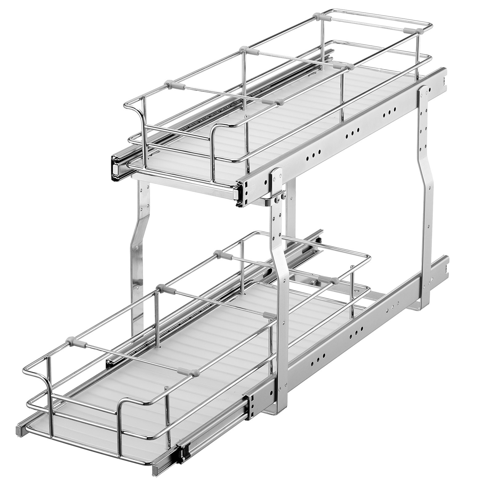 Organizador extraíble para armario VEVOR de 17,8 cm de ancho x 53,3 cm de profundidad x 8,1 cm de alto, estantes deslizables de alta resistencia para despensa, cajones extraíbles de acero, almacenamiento con cajones deslizantes para debajo del fregadero, dimensiones de instalación para armario de 25,4 cm de ancho x 55,9 cm de profundidad x 48,3 cm de alto