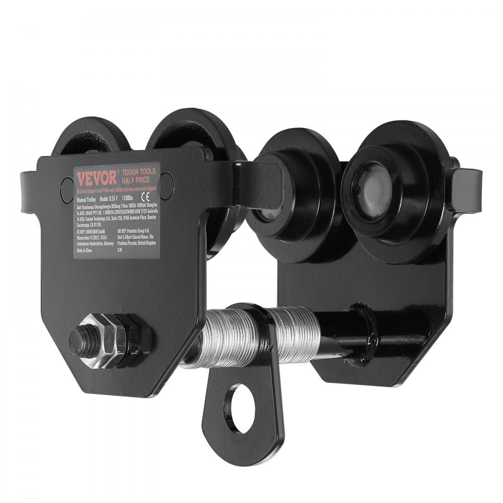 Carro manual VEVOR negro con ruedas dobles y perno central, diseñado para soportar cargas industriales.