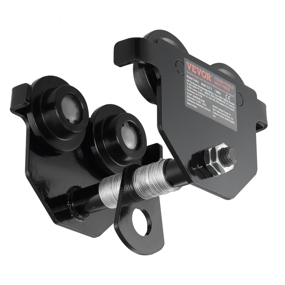 Carro manual VEVOR, construcción de acero negro, diseño de doble rueda, componentes de hardware robustos.