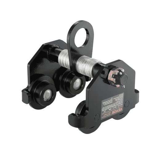 VEVOR Carro manual, capacidad de carga de 4400 lbs/2 toneladas, carro de viga de empuje con ruedas dobles, ajustable para ancho de brida de viga en I de 2.5" a 7", polipasto de garaje de acero de alea