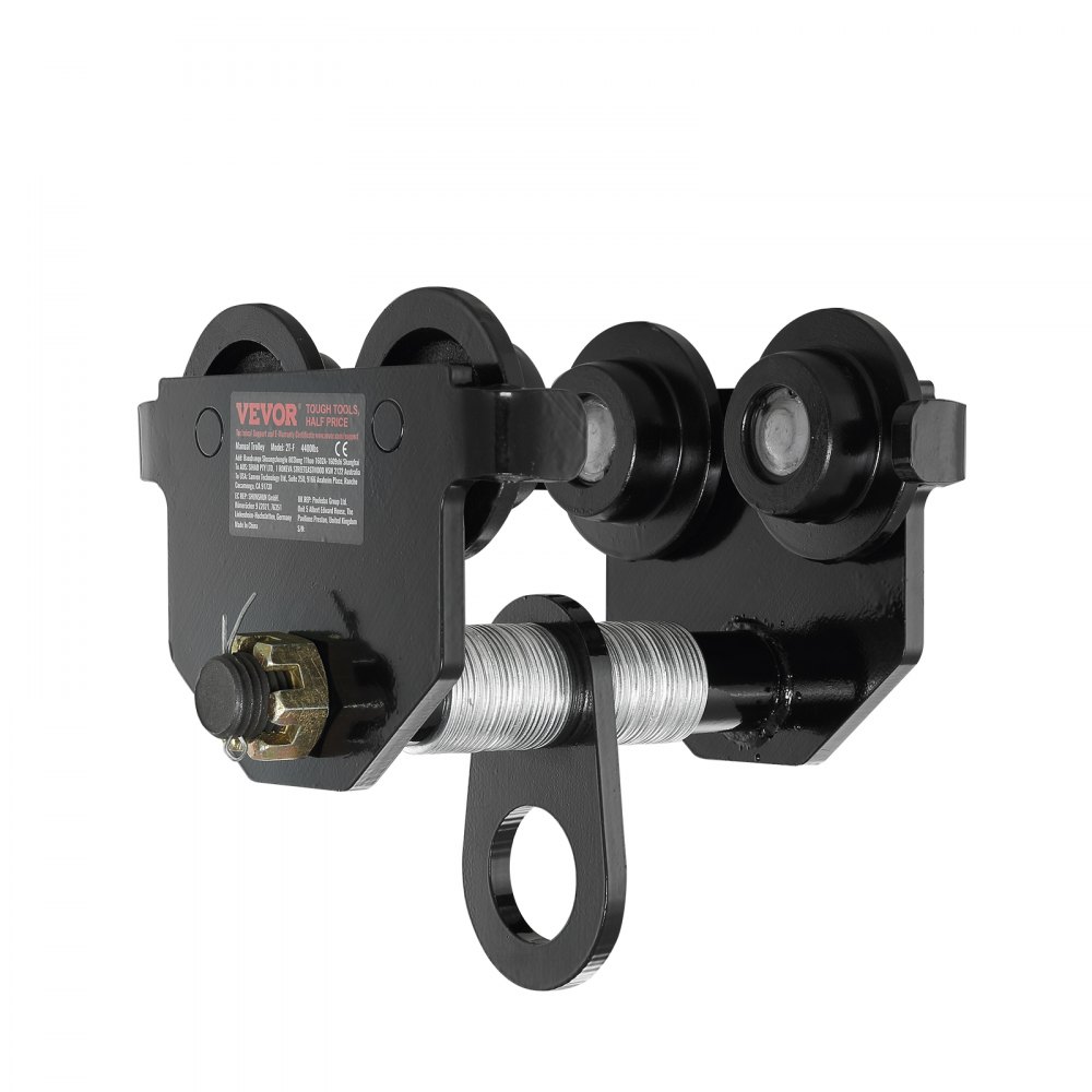 VEVOR Carro manual, capacidad de carga de 4400 lbs/2 toneladas, carro de viga de empuje con ruedas dobles, ajustable para ancho de brida de viga en I de 2.5" a 7", polipasto de garaje de acero de alea