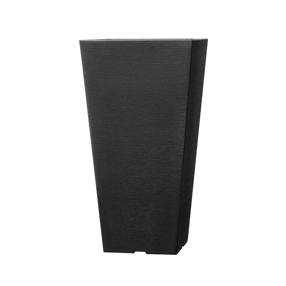 VEVOR - Juego de 2 maceteros altos para exterior de 56 cm, grandes, para plantas de interior y exterior, de forma cónica, cuadrados, negros, para porche, con diseño moderno y drenaje integrado.