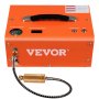 Compresor de aire PCP VEVOR en color naranja con manómetros, manija y conexión de manguera de latón