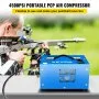 Compresor de aire PCP VEVOR con rifle al fondo, unidad portátil de 4500 psi para paintball.