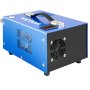 Compresor de aire PCP VEVOR con pantalla digital y ventilador de refrigeración en carcasa azul.