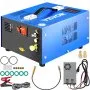 Compresor de aire VEVOR pcp en color azul con cables de alimentación y accesorios.