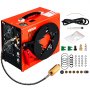 Compresor de aire PCP VEVOR en color naranja con accesorios que incluyen cables y racores.