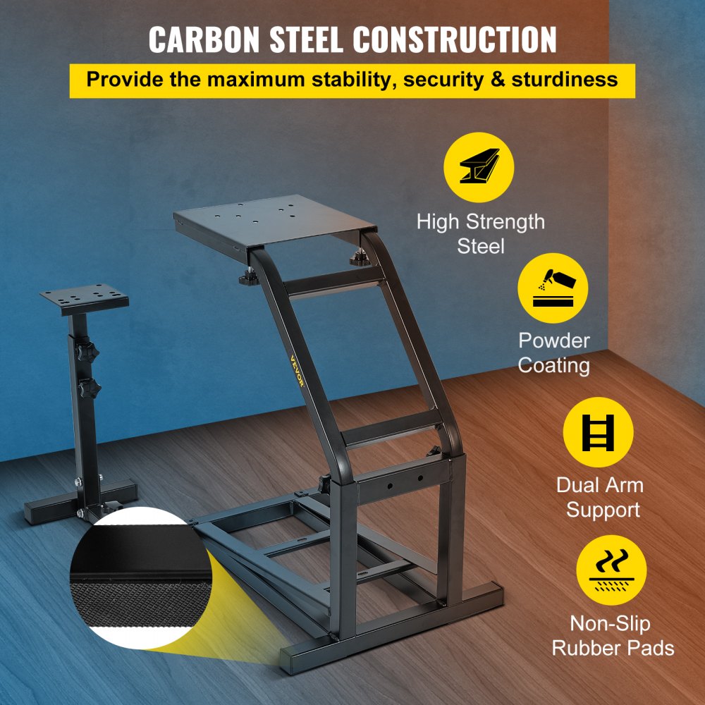 VEVOR Soporte para volante de carreras con altura ajustable para cabina de simulador de carreras compatible con volante de carreras Logitech G25, G27, G29, G920 y pedales no incluidos.