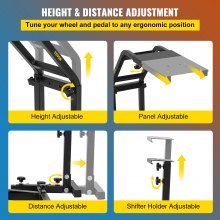 VEVOR Racing Simulator Cockpit Soporte de rueda de carreras ajustable en altura con ajuste para Logitech G25, G27, G29, G920 Rueda de carreras y pedales no incluidos