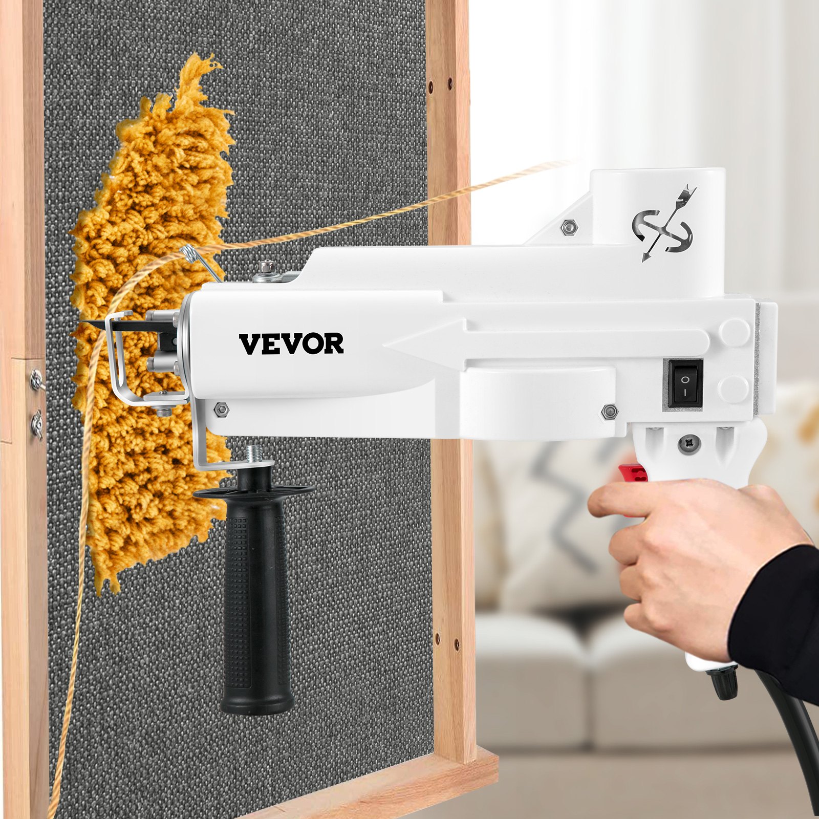 VEVOR Tufting Gun, máquina eléctrica de flocado para tejer alfombras de pelo cortado, kit de inicio para máquinas de alfombras, herramientas para hacer alfombras de alta velocidad de 7-27 puntadas/seg., altura ajustable de 4-25 mm, 110 V