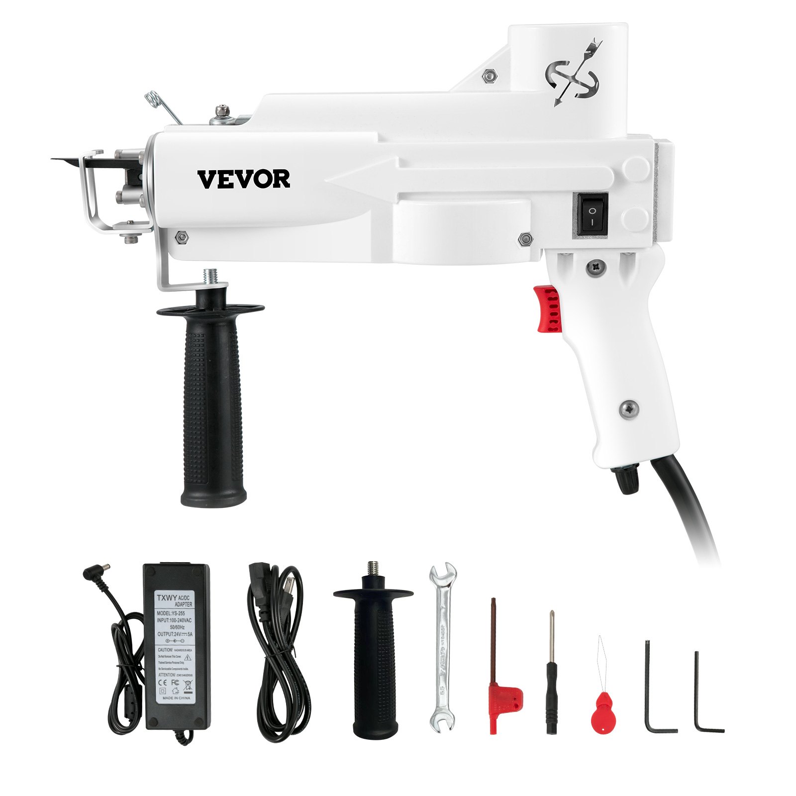 VEVOR Tufting Gun, máquina eléctrica de flocado para tejer alfombras de pelo cortado, kit de inicio para máquinas de alfombras, herramientas para hacer alfombras de alta velocidad de 7-27 puntadas/seg., altura ajustable de 4-25 mm, 110 V