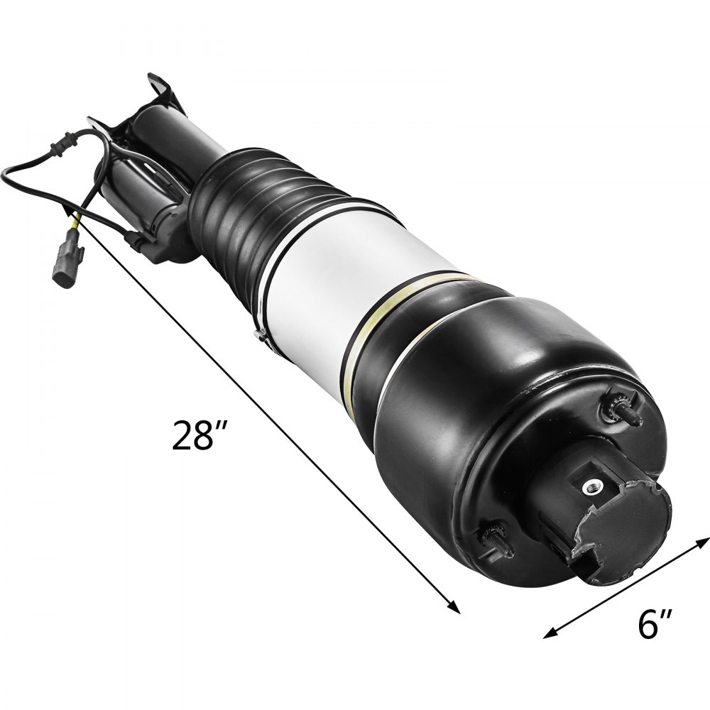 Suspensión neumática Mercedes VEVOR que muestra 28 &quot;de largo y 6&quot; de ancho, color negro y plateado.