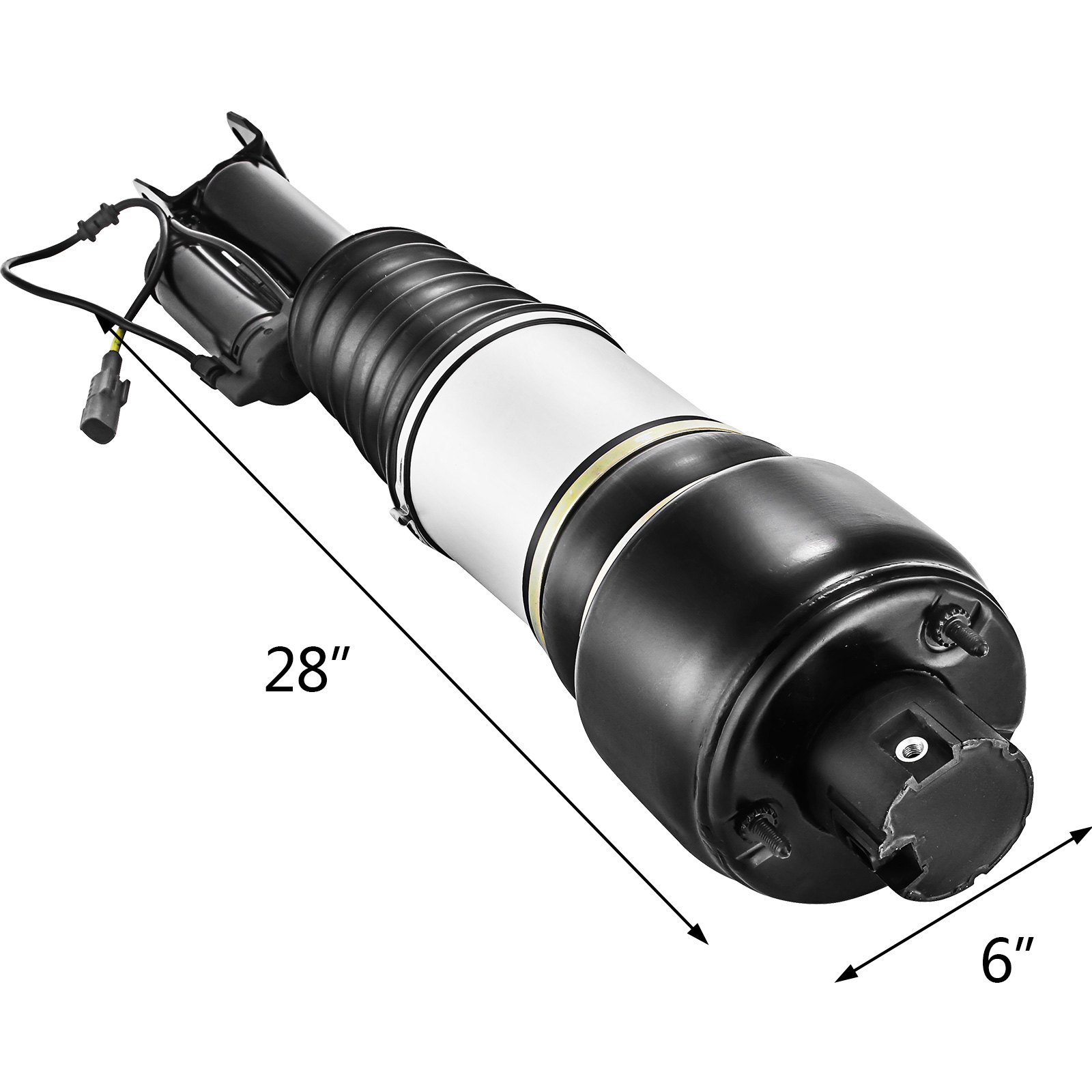 Suspensión neumática Mercedes VEVOR que muestra 28 &quot;de largo y 6&quot; de ancho, color negro y plateado.