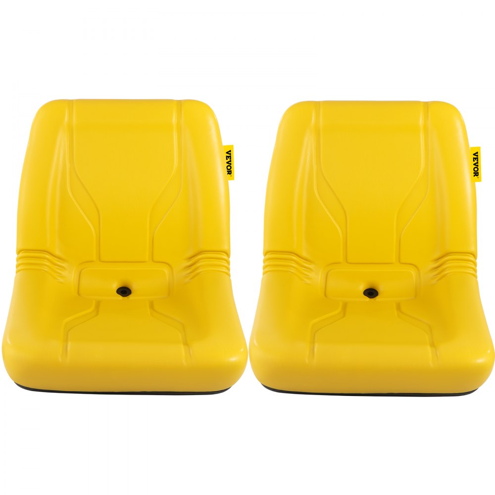 Asiento de tractor universal VEVOR, 2 piezas de respaldo alto industrial, marco de acero, asiento compacto para montacargas con orificio de drenaje, repuesto de asiento de cortacésped de PVC para césped y jardín, compatible con excavadora, cortacésped, montacargas, amarillo