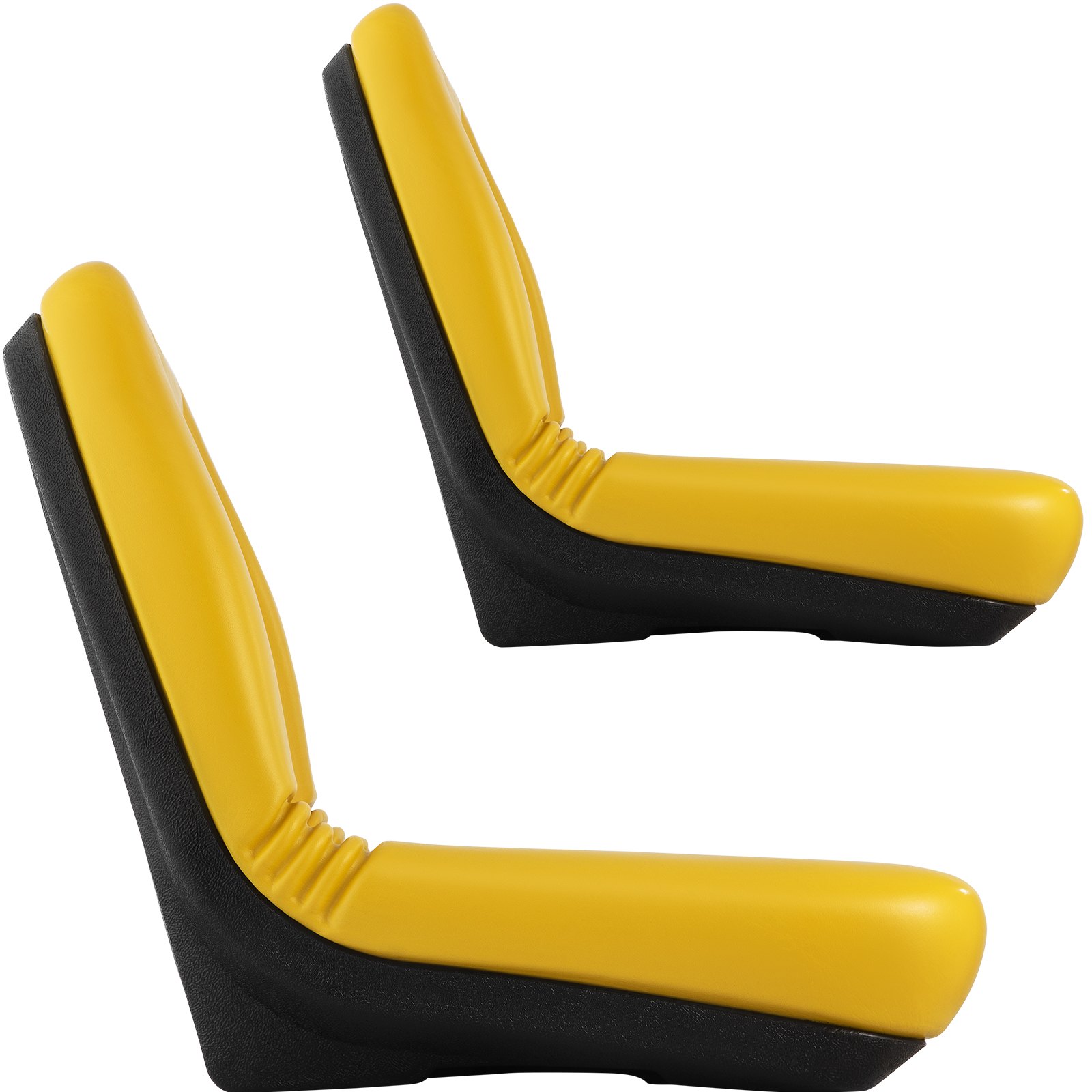 Asiento de tractor universal VEVOR, 2 piezas de respaldo alto industrial, marco de acero, asiento compacto para montacargas con orificio de drenaje, repuesto de asiento de cortacésped de PVC para césped y jardín, compatible con excavadora, cortacésped, montacargas, amarillo