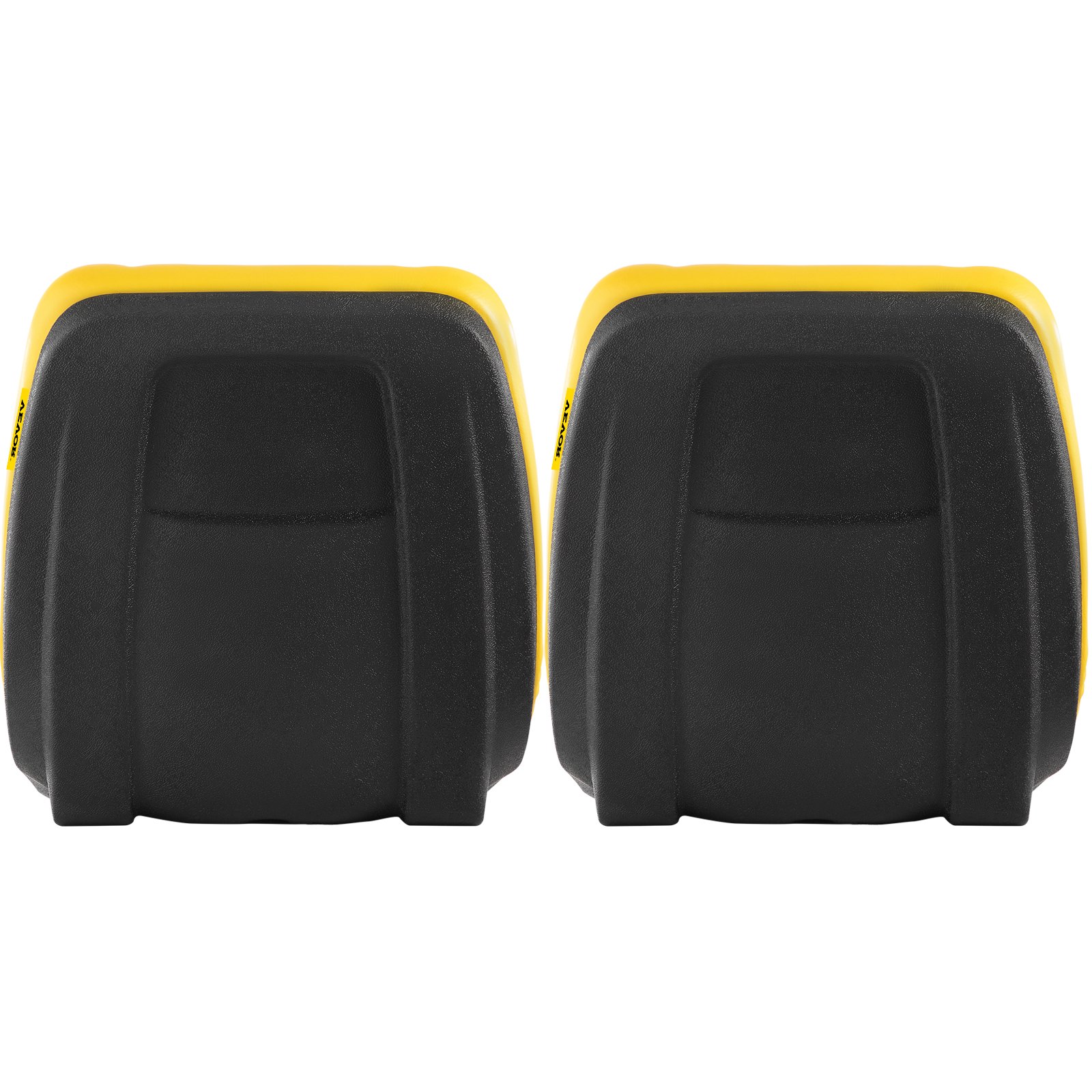 Asiento de tractor universal VEVOR, 2 piezas de respaldo alto industrial, marco de acero, asiento compacto para montacargas con orificio de drenaje, repuesto de asiento de cortacésped de PVC para césped y jardín, compatible con excavadora, cortacésped, montacargas, amarillo