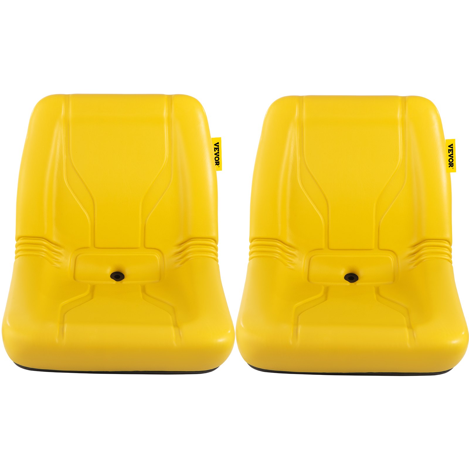Asiento de tractor universal VEVOR, 2 piezas de respaldo alto industrial, marco de acero, asiento compacto para montacargas con orificio de drenaje, repuesto de asiento de cortacésped de PVC para césped y jardín, compatible con excavadora, cortacésped, montacargas, amarillo
