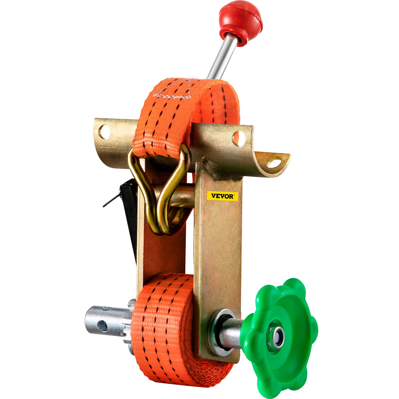 Trinquete de rack VEVOR, trinquete de montaje en tubo con capacidad de carga de 1000 LBS, correas de amarre de 9' de longitud, marco de montaje de acero para tubería, compatible con la mayoría de los racks, paquete de 2 (tubo redondo de 1-7/8" OD, naranja)