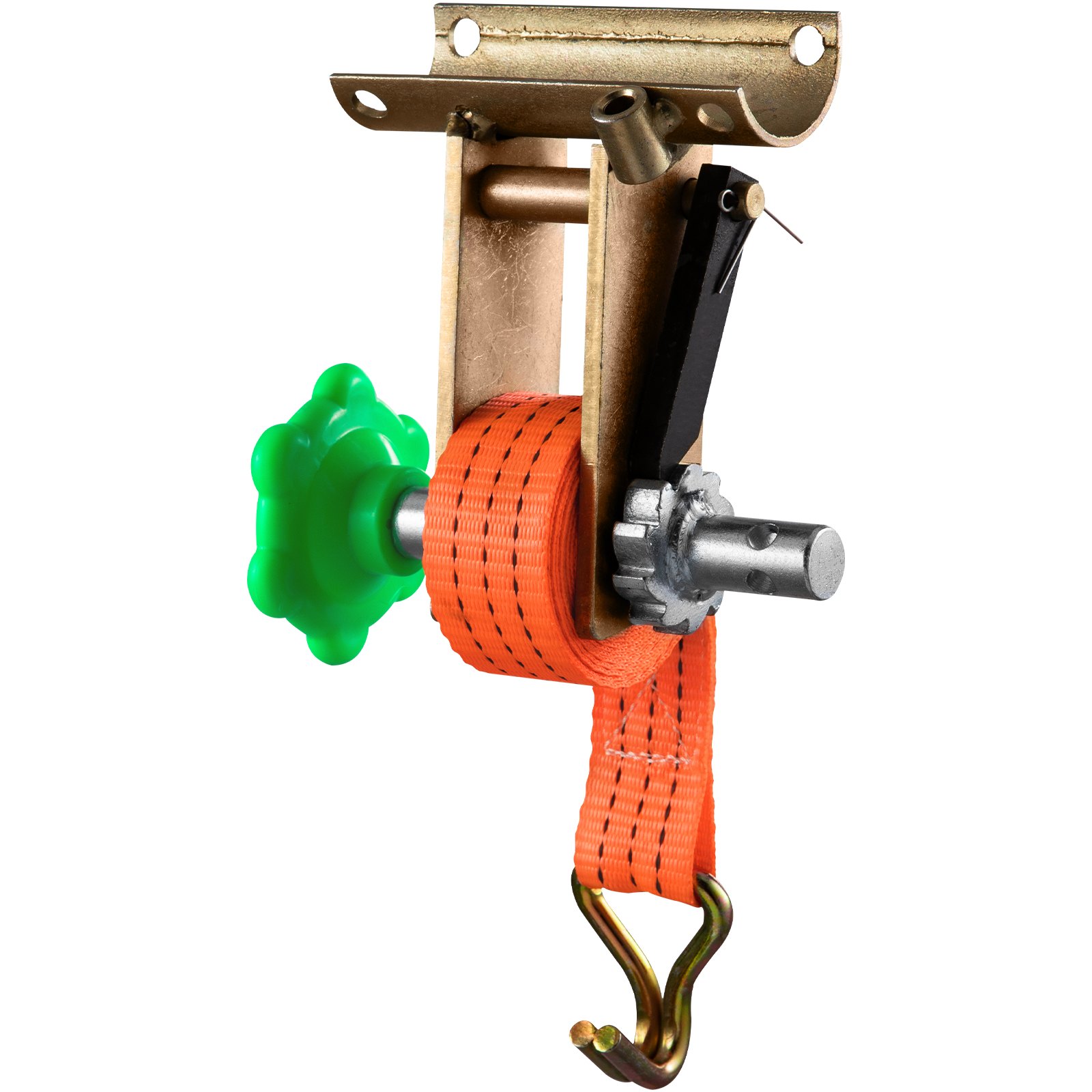 Trinquete de rack VEVOR, trinquete de montaje en tubo con capacidad de carga de 1000 LBS, correas de amarre de 9' de longitud, marco de montaje de acero para tubería, compatible con la mayoría de los racks, paquete de 2 (tubo redondo de 1-7/8" OD, naranja)