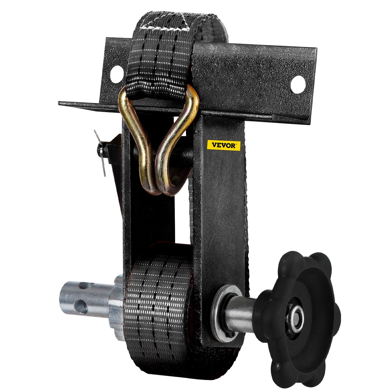 VEVOR Trinquete para rack, trinquete de montaje en tubo con capacidad de carga de 1000 libras, correas de amarre de 9 pies de longitud, marco de montaje de acero para tubería, compatible con la mayoría de los racks, paquete de 2 (correa de 1-1/2 pulgadas de ancho, negro)