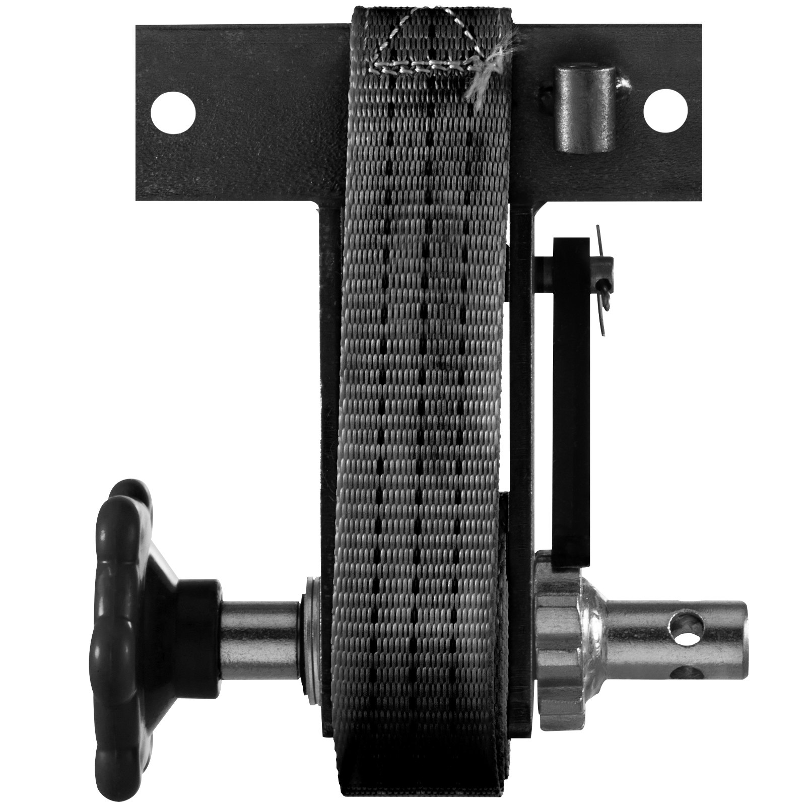 VEVOR Trinquete para rack, trinquete de montaje en tubo con capacidad de carga de 1000 libras, correas de amarre de 9 pies de longitud, marco de montaje de acero para tubería, compatible con la mayoría de los racks, paquete de 2 (correa de 1-1/2 pulgadas de ancho, negro)