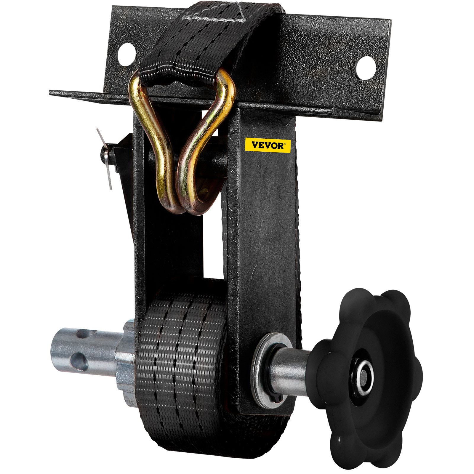 VEVOR Trinquete para rack, trinquete de montaje en tubo con capacidad de carga de 1000 libras, correas de amarre de 9 pies de longitud, marco de montaje de acero para tubería, compatible con la mayoría de los racks, paquete de 2 (correa de 1-1/2 pulgadas de ancho, negro)