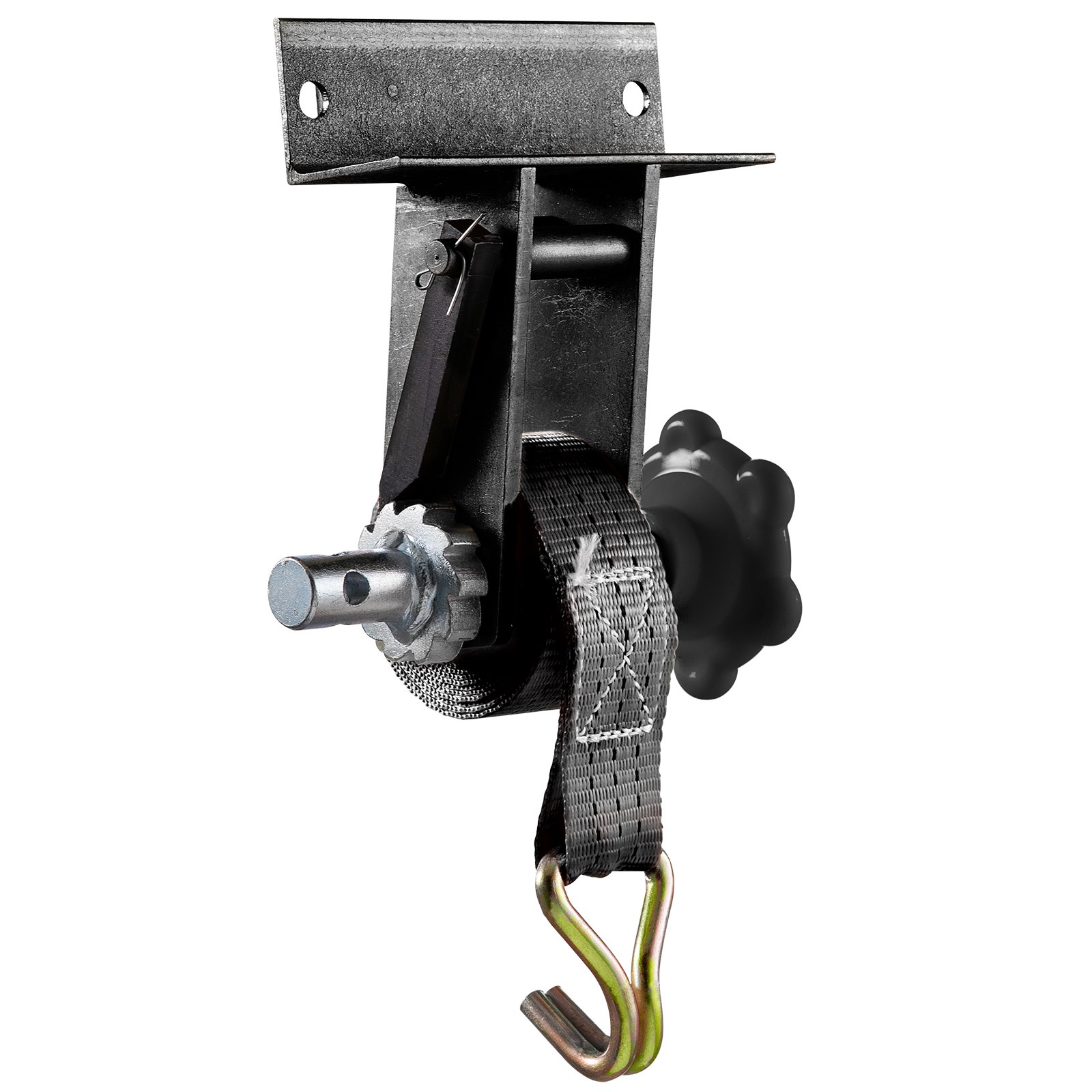 VEVOR Trinquete para rack, trinquete de montaje en tubo con capacidad de carga de 1000 libras, correas de amarre de 9 pies de longitud, marco de montaje de acero para tubería, compatible con la mayoría de los racks, paquete de 2 (correa de 1-1/2 pulgadas de ancho, negro)