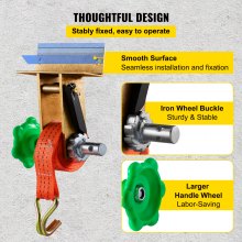 Trinquete de rack VEVOR, trinquete de montaje en tubo con capacidad de carga de 1000 lb, correas de amarre de 9 pies de longitud, marco de montaje de acero para tuberías, compatible con la mayoría de racks, paquete de 2 (correa de 1-1/2 pulgadas de ancho, naranja)