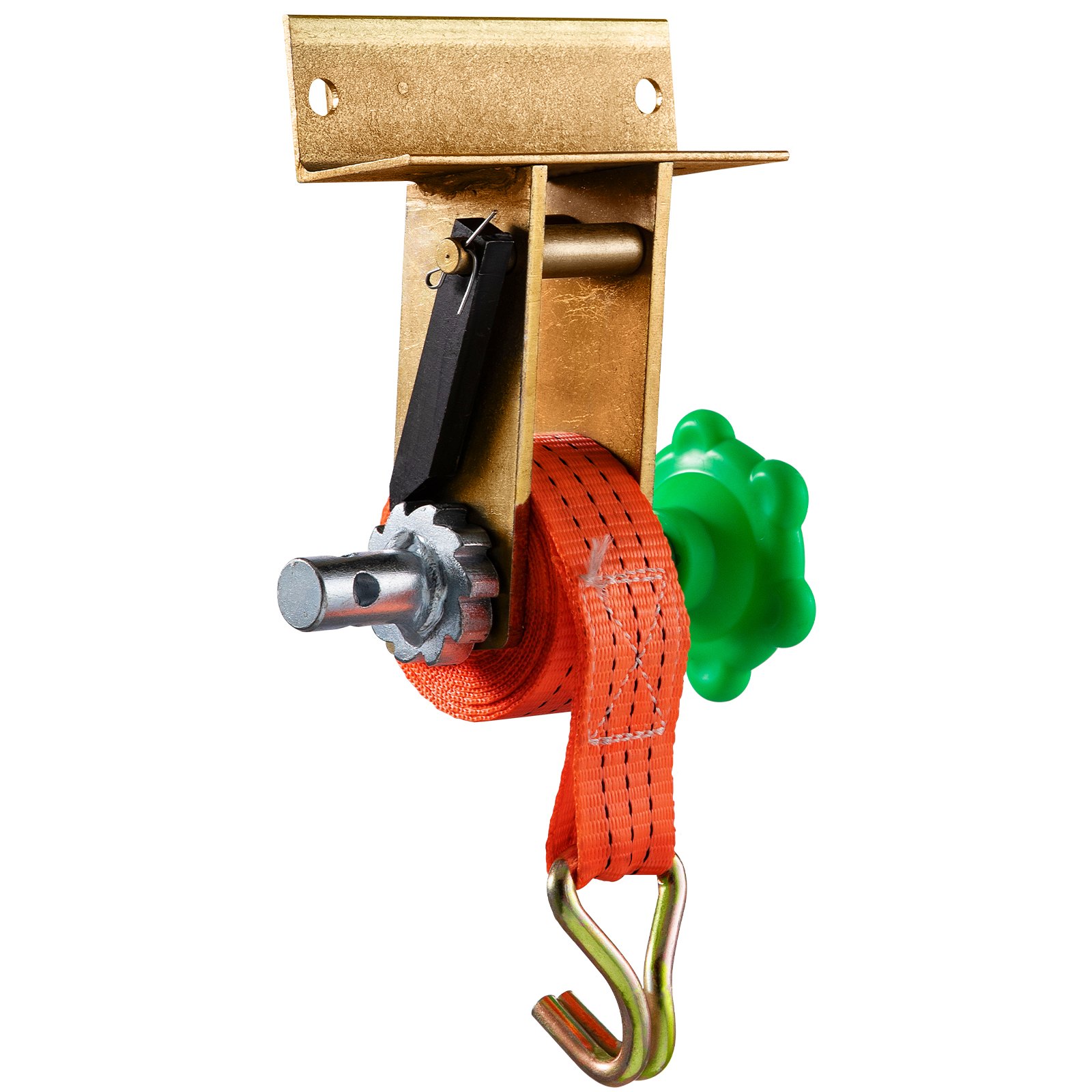 VEVOR Trinquete de Montaje en Tubo con Capacidad de Carga de 450 kg, Correas de Amarre de 274 cm de Longitud, Compatible con la Mayoría de Racks, Paquete de 2(Correa de 3,81 cm de Ancho, Naranja)