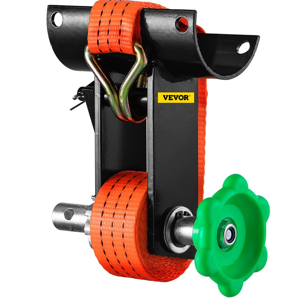 VEVOR Estante para Escalera de Acero con Trinquete de 2" de Tubo Redondo con Capacidad 1000 lbs, Resistente, Negro, 2 Herramientas de Sujeción Seguras, Correas de Amarre, Montaje para Tubería