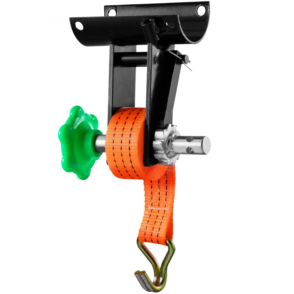 VEVOR Estante para Escalera de Acero con Trinquete de 2" de Tubo Redondo con Capacidad 1000 lbs, Resistente, Negro, 2 Herramientas de Sujeción Seguras, Correas de Amarre, Montaje para Tubería