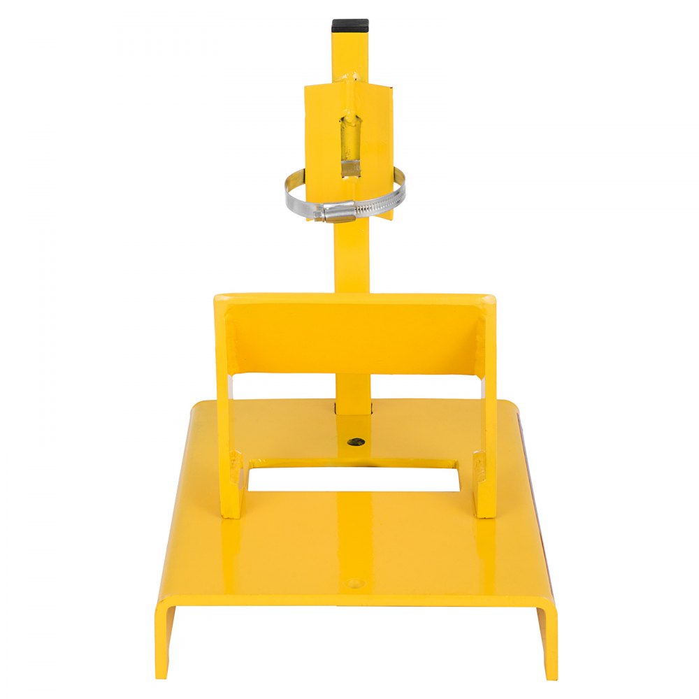 Afilador de cuchillas para cortadora de césped VEVOR amarillo con abrazadera ajustable.