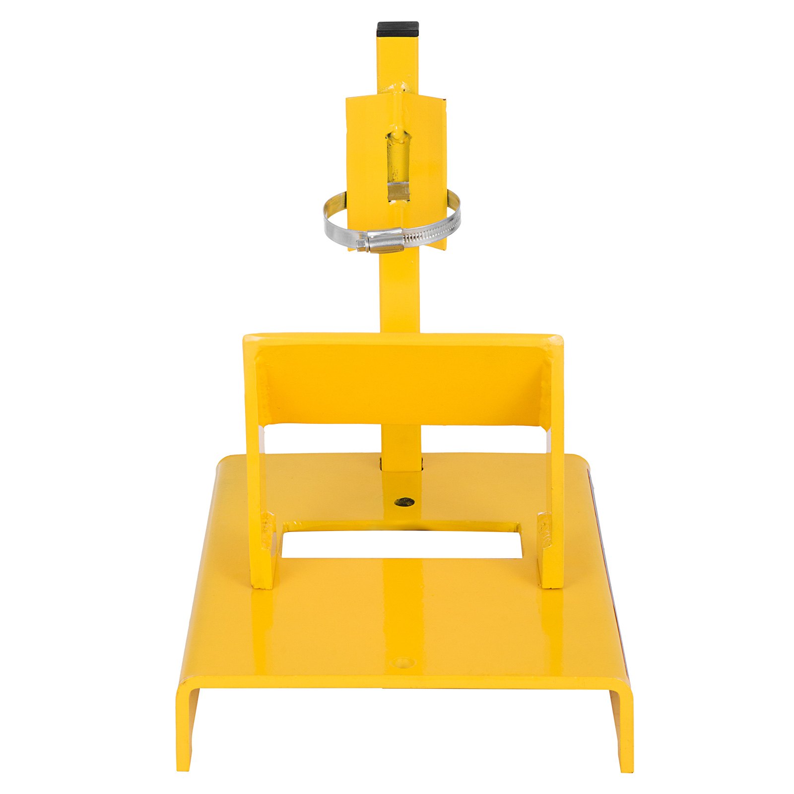 Afilador de cuchillas para cortadora de césped VEVOR amarillo con abrazadera ajustable.