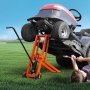 Elevador para cortacésped VEVOR con gato hidráulico, capacidad de peso de 227 kg, elevador de acero al carbono macizo, elevador móvil ajustable para tractores y cortacéspedes de giro cero, color naranja