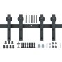 Kit de herrajes para puerta corrediza de granero VEVOR color negro con tornillos, pernos, arandelas y rodillos para puerta.