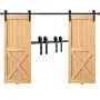 VEVOR - Kit de herrajes para puertas corredizas de granero de 2,4 m (8 pies), riel resistente de 150 kg (330 lb) para puertas dobles, compatible con paneles de 2 puertas de 1,1 a 1,3 m (3,3 a 1,6 cm) de ancho total y 3 a 4,6 cm (1,3 a 1,8 pulgadas) de grosor, con polea suave y silenciosa (forma de J)