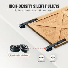 VEVOR Kit de herrajes para puerta corrediza de granero de 8 pies, kit de riel para puerta de granero resistente de 330 libras para puertas dobles, se adapta a paneles de 2 puertas de 3.7 a 4.3 pies de ancho total y 1.3 a 1.8 pulgadas de grosor, con polea suave y silenciosa (forma de J)